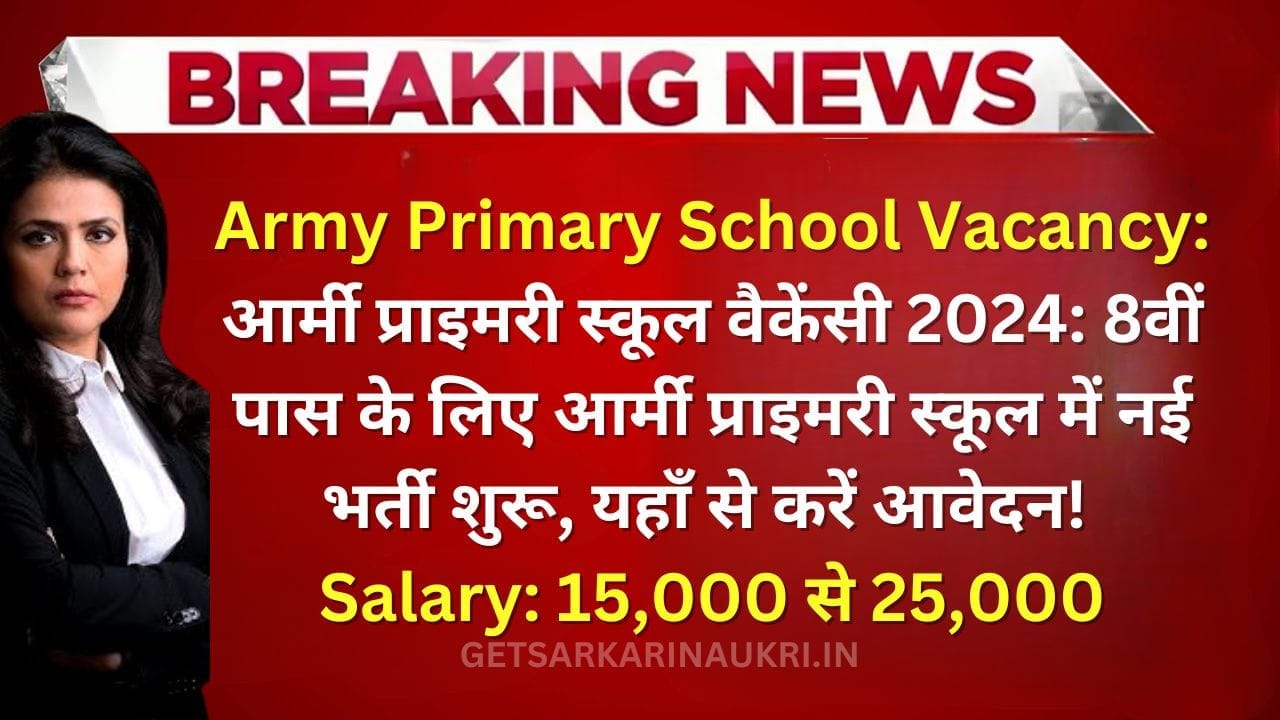 Army Primary School Vacancy 2024 HIN