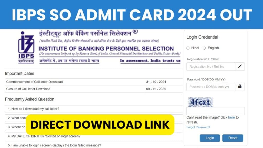 IBPS SO Admit Card 2024 Out