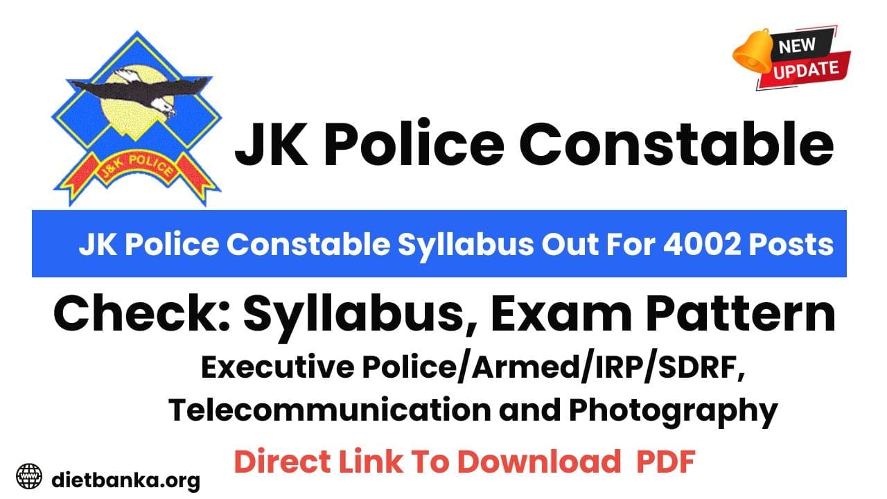 JK Police Constable Syllabus Out For 4002 Posts
