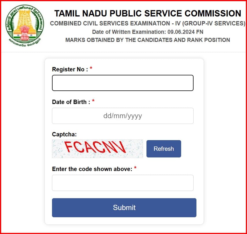 TNPSC Group 4 Result 2024 link