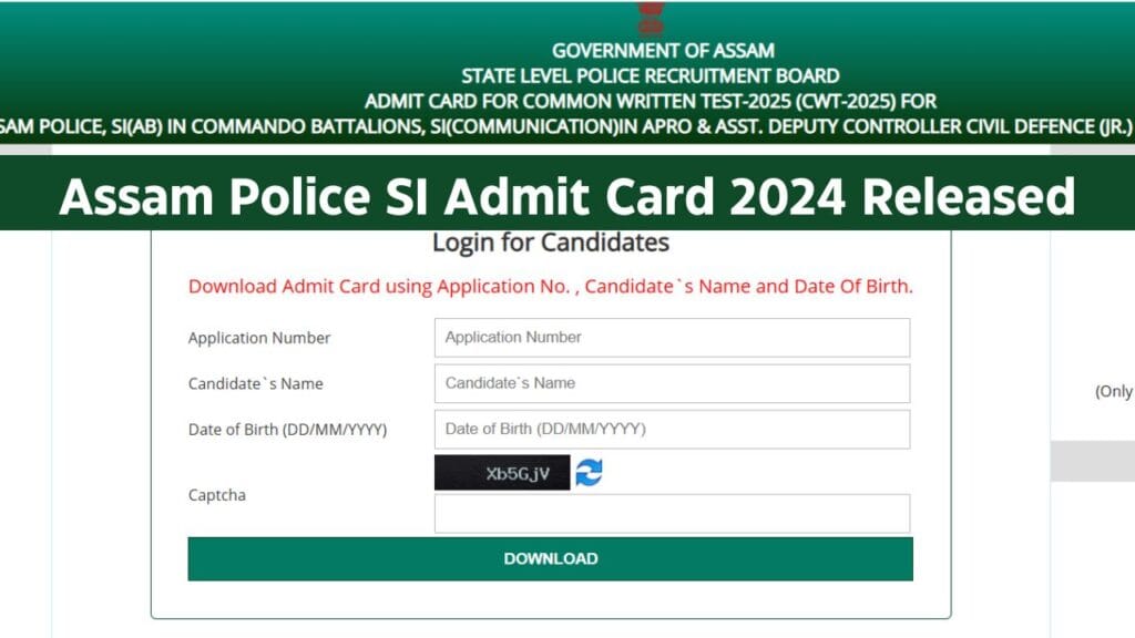 Assam Police SI Admit Card 2024 Released