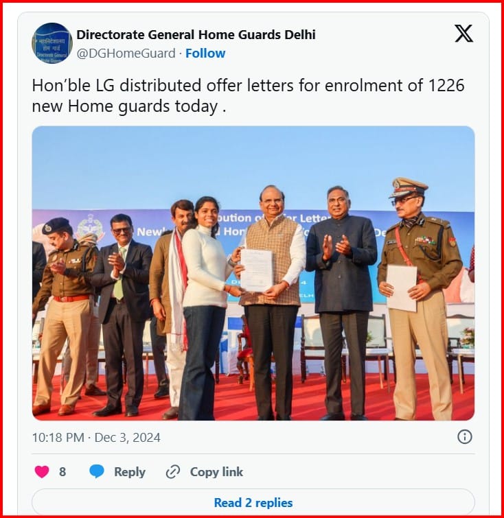 Delhi Home Guard Recruitment 2024 Notification