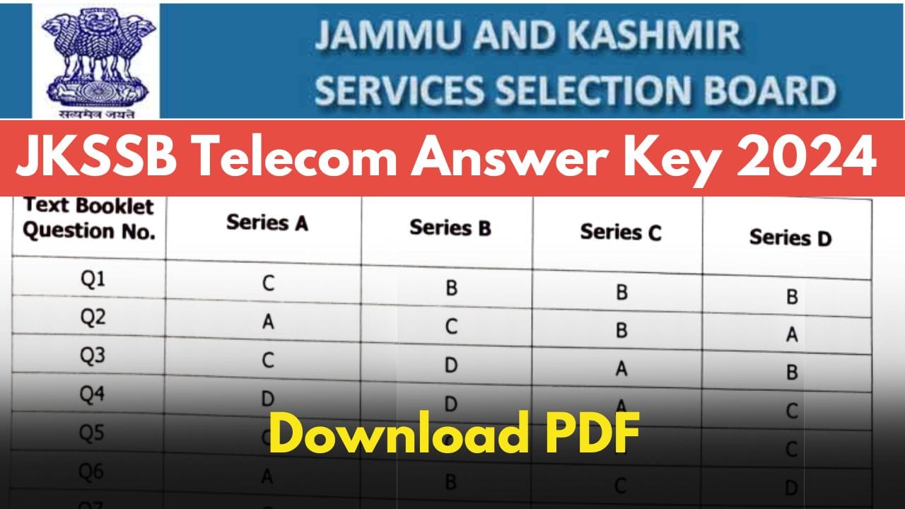 JKSSB Telecommunication Answer Key 2024 Out