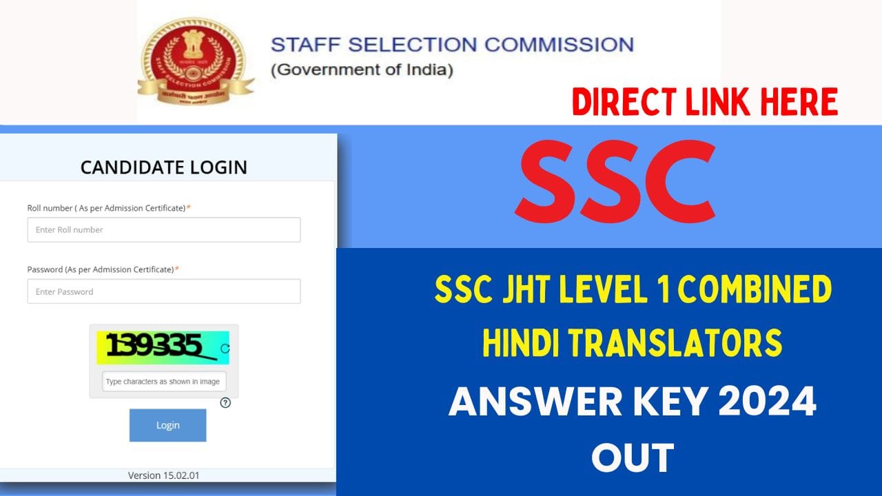 SSC JHT Answer Key 2024 OUT