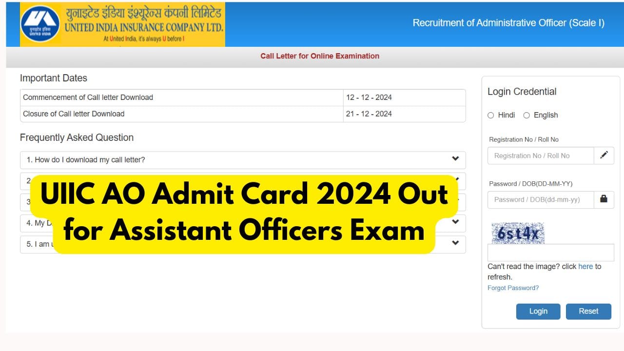 UIIC AO Admit Card 2024 Out for Assistant Officers Exam