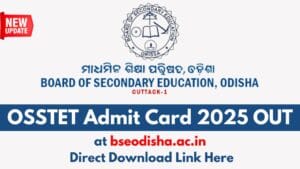 OSSTET Admit Card 2025 OUT